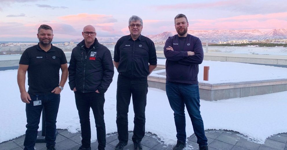 Sérfræðingar frá Hiab í heimsókn hjá Velti.
